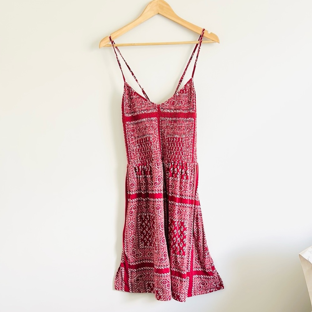 BOGO Maurices Boho Smocked Pattern Red Cross Strap Sundress 2x EUC